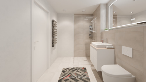 Illustration Badezimmer - Etagenwohnung mit 80,40 m² in Nürtingen zum Kaufen