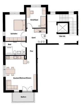 Grundriss W4 im 1. OG.jpg - Neues Wohnen 'Alte Reut' - Attraktive Eigentumswohnungen in Fü-Poppenreuth
