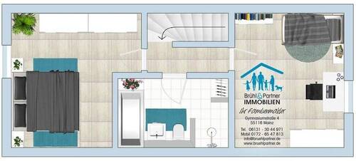 Obergeschoss - 3 Zimmer Reihenmittelhaus in Kostheim