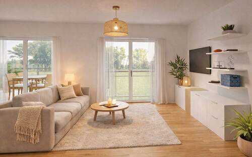 Wohnbereich - 3-Zimmer-Neubauwohnung mit Aufzug und Balkon