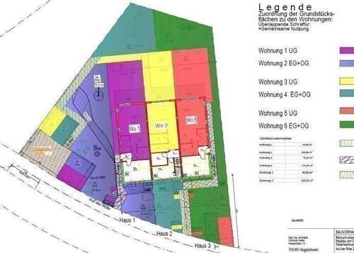Zuordnung der Grundstücksflächen der Wohnung im EG - 