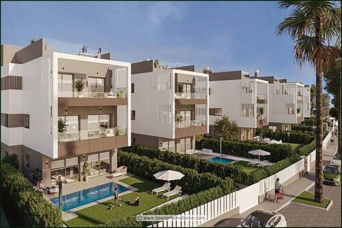 Elegante Fassade der Residenz - Neubau Etagenwohnung in Colonia de St. Jordi - Einzigartige Meerlage