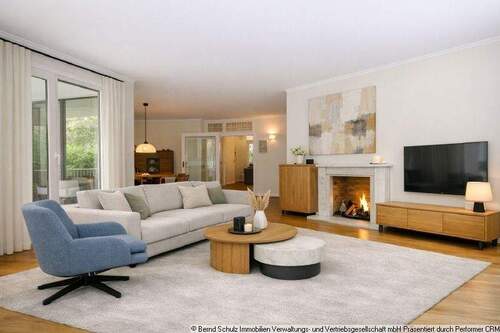 4 Wohnzimmer mit Kamin_visualisiert - Etagenwohnung mit 138,50 m&sup2; in Hamburg zum Kaufen