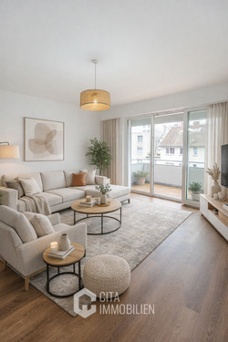 Wohnzimmer - Frankfurt-Bornheim: Moderne 3-Zimmer-Wohnung mit Balkon - 2026 frisch renoviert