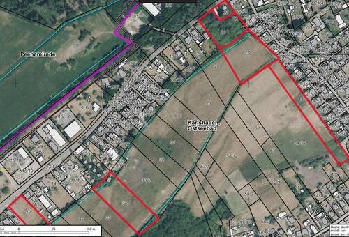 Flurstücke rot markiert - 