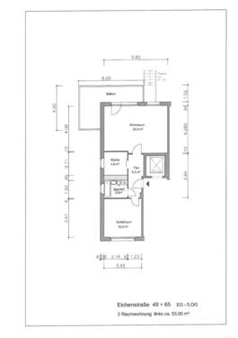Eichenstraße 49 5.OG links - 2RW (vermaßt) - 