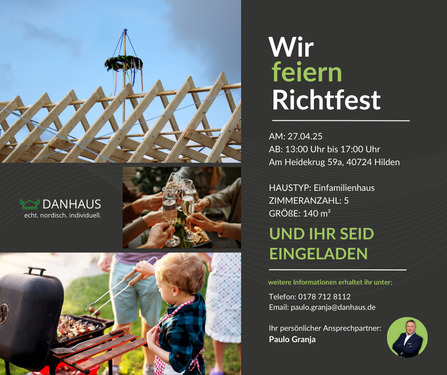 Danhaus Richtfest in Hilden - 4 Zimmer Einfamilienhaus zum Kaufen in Rheinberg