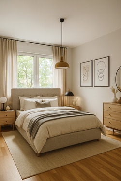 Einrichtungsbeispiel Schlafzimmer - Bezugsfreie helle 2-Zimmer-Wohnung mit ca. 55 m², Süd-Balkon, Blick ins Grüne, Fernwärme (Energie C), Keller und guter Infrastruktur in Lichtenberg