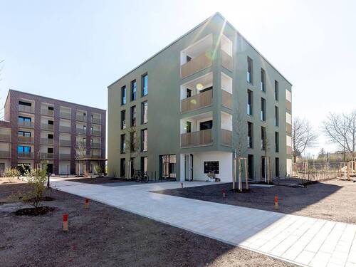 Baufortschritt Haus 5: Blick von Nordwest - 3 Zimmer Etagenwohnung in Leinfelden-Echterdingen