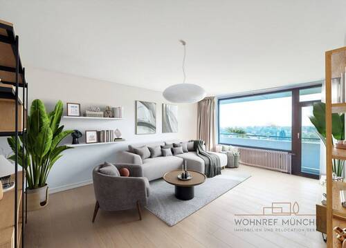 Wohnzimmer mit neuem Einrichtungsvorschlag - Weitblick inklusive - charmante 2-3-Zimmer, ca. 72 m², top gepflegt & ausbaufähig