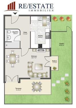 3-Zimmer-Garten-Maisonettewohnung - 