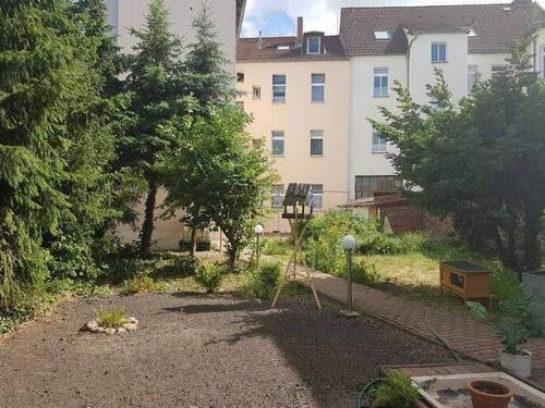 Gartenansicht - Etagenwohnung mit 60,50 m&sup2; in Köthen (Anhalt) zur Miete