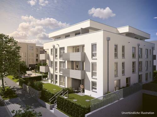 Unverbindliche Illustration Haus 1 und 3 - 4-Zimmer-Wohnung in Dornstadt »ETW im Neubaugebiet Hahnenweide« - Gartenanteil