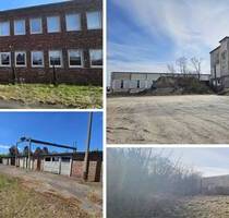 Ca. 6,392 ha Großes Grundstück mit Bestandsgebäuden: Halle + Betonsilo + Garagen + teilsan. Flachbau - Laußig