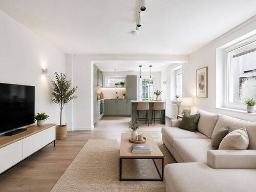 Wohnzimmer (Einrichtungsvorschlag) - Etagenwohnung mit 91,80 m&sup2; in Stuttgart zum Kaufen