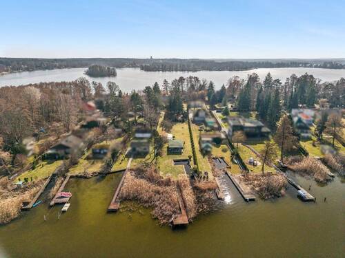 Vogelperspektive von der Wasserseite - Grundstück in Schwerin zum Kaufen