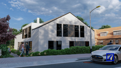 Schrägansicht - Exklusive 3-Zimmer-Neubauwohnung mit Terrasse und Garten - Effizienzhaus 55 in Lilienthal