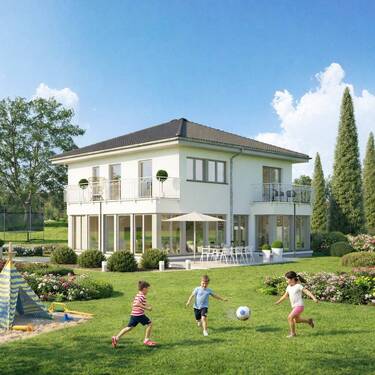 Kinder spielen im Garten des Hauses EVO 177V4 - Wohlfühloase für die Familie mit guter Anbindung in Hamburg - Volksdorf