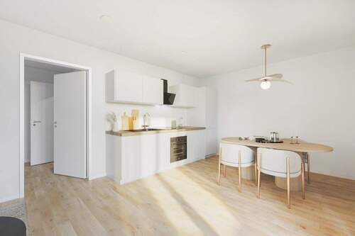 Wohnzimmer mit EBK - 2 Zimmer Etagenwohnung zur Miete in Erlangen