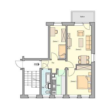 01096-04.032 - Wilhelm-Pieck Straße 2 d - 3. OG re - 