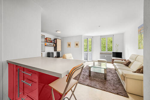 Wohn- und Kochbereich - 2 Zimmer Etagenwohnung in München