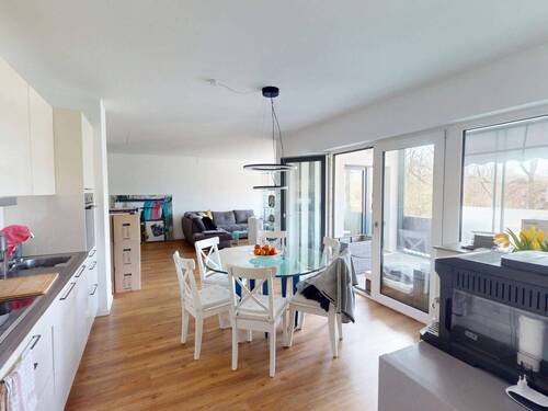 Ansicht IV: Wohn- und Esszimmer mit offenem Küchenbereich - Etagenwohnung mit 100,40 m&sup2; in Hamburg zur Miete