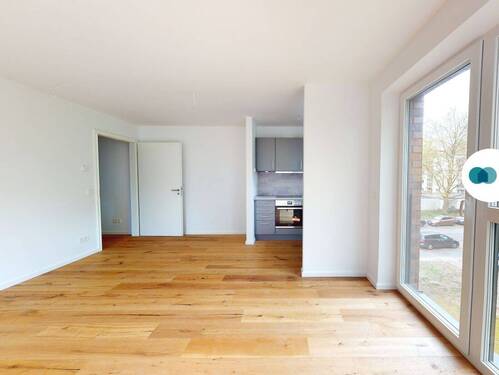 Ansicht III: Wohn- und Esszimmer mit offenem Küchenbereich - Etagenwohnung mit 62,00 m&sup2; in Hamburg zur Miete