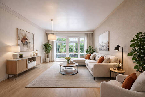 Wohnzimmer_gestaged - Reihenmittelhaus mit 66,60 m&sup2; in Hamburg zum Kaufen