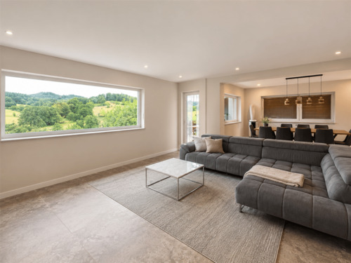EG Wohnzimmer mit Kamin - Wohnen auf höchstem Niveau - stilvolles Anwesen mit Odenwald-Panoramablick
