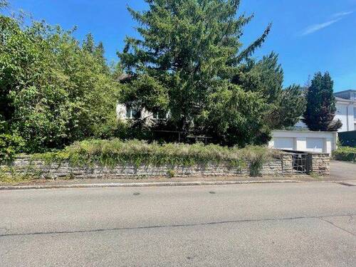 Grundstücksvorderansicht - Abbruch und Neubauen oder Sanieren! 9,44 Ar Grundstück mit großzüg. 2-Fam.-Hs. in exponierter Wohnlage!