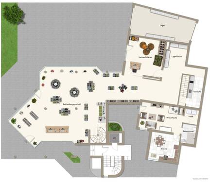 Gewerbe- u. Wohnfläche - 