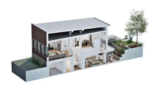 BT4 - 3D Schnitt.jpg - Ihr Stadthaus mit Galerie und Terrassen – Wohnen über zwei Ebenen_Nr.36