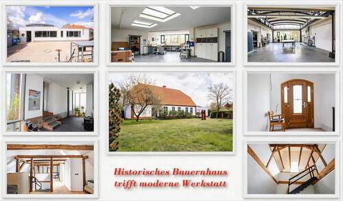 Bauernhaus-Collage2 - Wohnen und Arbeiten in Mecklenburg - ein Standort für Atelier, Galerie, Büro- und Onlinevertrieb