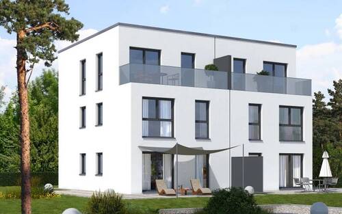 DHH_Beispiel - Wohnen in Fürth-Dambach. Neubauprojekt. Lust auf ein Doppelhaus-Doppelhaus-Domizil in Pultdachbauweise mit Dachloggia.