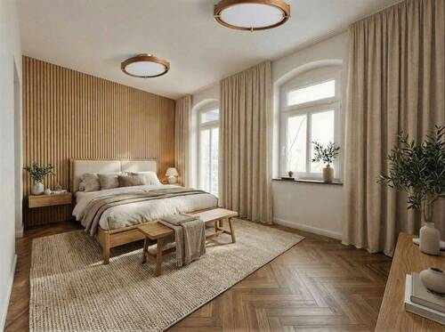 Schlafzimmer_ visualisiert mit KI - 4 Zimmer Etagenwohnung in Dresden