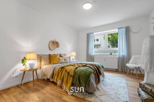 SCHLAFZIMMER - ALTBAU-CHARME UND WOW-EFFEKT IN SÖFLINGEN! Kernsanierte Energie-A-Gartenwohnung mit Gewölbekeller!