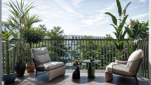 Munstead Wood_Balkon Visualisierung - Etagenwohnung mit 76,50 m&sup2; in Berlin zum Kaufen