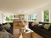Visualisierung Wohnzimmer - Attraktiver Neubau-Bungalow - Schwellenlos zum Erstbezug