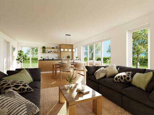 Visualisierung Wohnzimmer - Attraktiver Neubau-Bungalow - Schwellenlos zum Erstbezug
