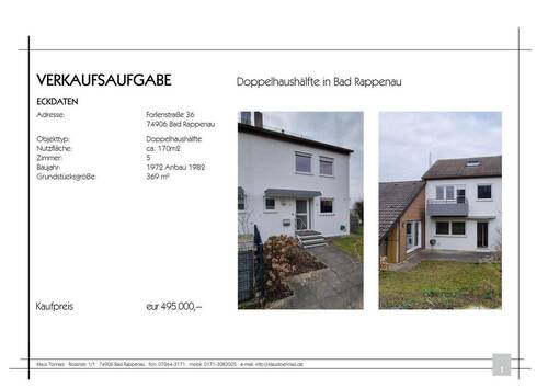 Bild 1 - Doppelhaushälfte in Bad Rappenau