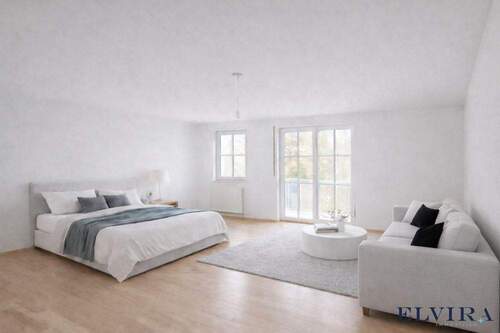 Wohn-/ Schlafbereich Staging - ELVIRA - 1-Zimmer-Wohnung mit Balkon in Toplage Harlaching