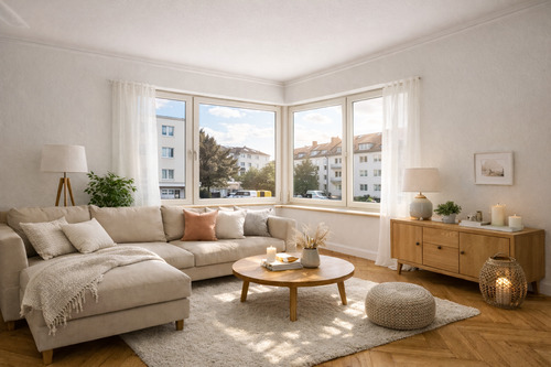 Wohnbereich (visualisiert) - Charmante Altbau-Eckwohnung mit viel Lichteinfall, Charakter und toller Aufteilung im Zooviertel.