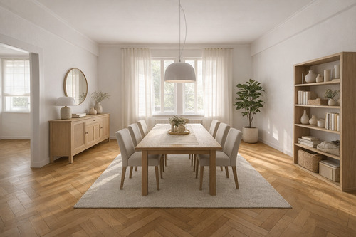 Wohn- und Essbereich (virutell möbliert) - 3 Zimmer Etagenwohnung zum Kaufen in Düsseldorf