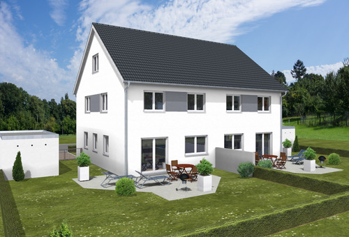 DH Janic Garten Giebel West.png - Doppelhaushälfte mit 144,00 m&sup2; in Berg bei Neumarkt in der Oberpfalz zum Kaufen