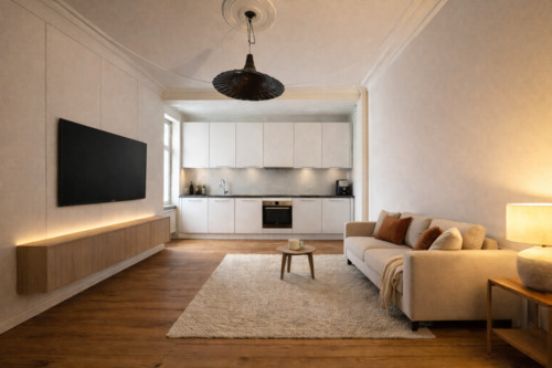 Visualisierung des Schlafzimmers als Wohnküche Beispiel 1 - 