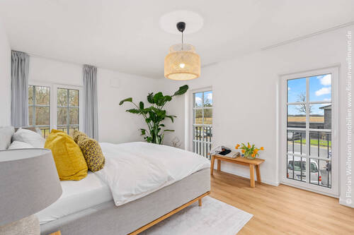 Beispiel für ein Schlafzimmer in einer Obergeschosswohnung. - 