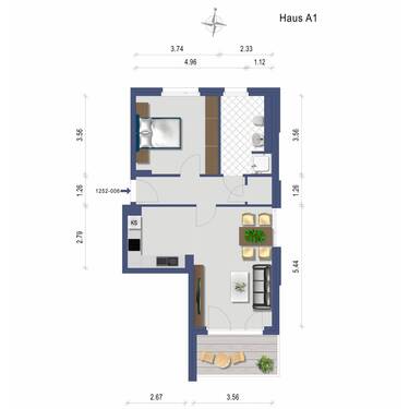 A1.1252-006_190109.jpg - 2 Zimmer Etagenwohnung zur Miete in Schwerin