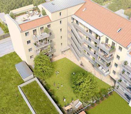 Vogelschau - NEUBAU-Wohnung mit Balkon zum Garten * 6 Zimmer * KFW 40 und QNG