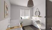 Modern gefliestes Bad mit bodengleicher Dusche und - 4 Zimmer Reihenmittelhaus in Heiligenhaus