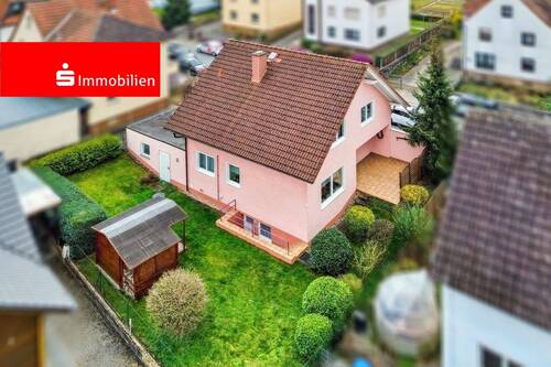 Gartenansicht (Luftbild) - Einfamilienhaus in Klein-Umstadt
